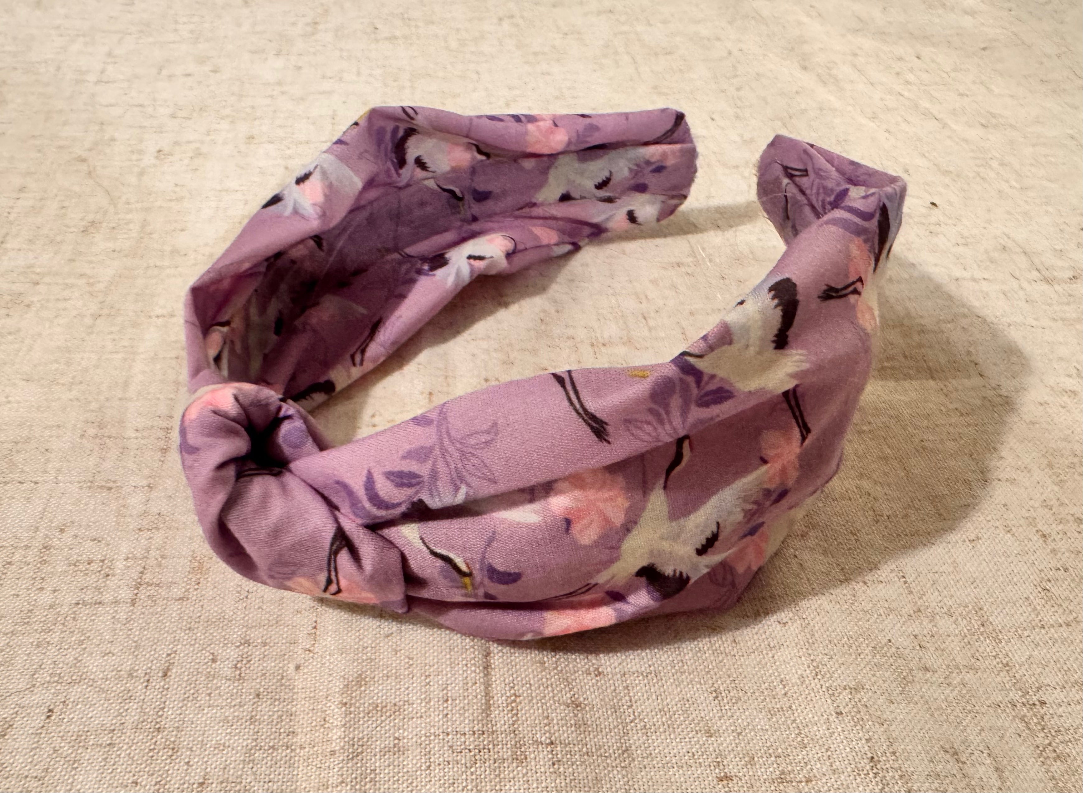 Japanese Crane Purple Twist Headband
