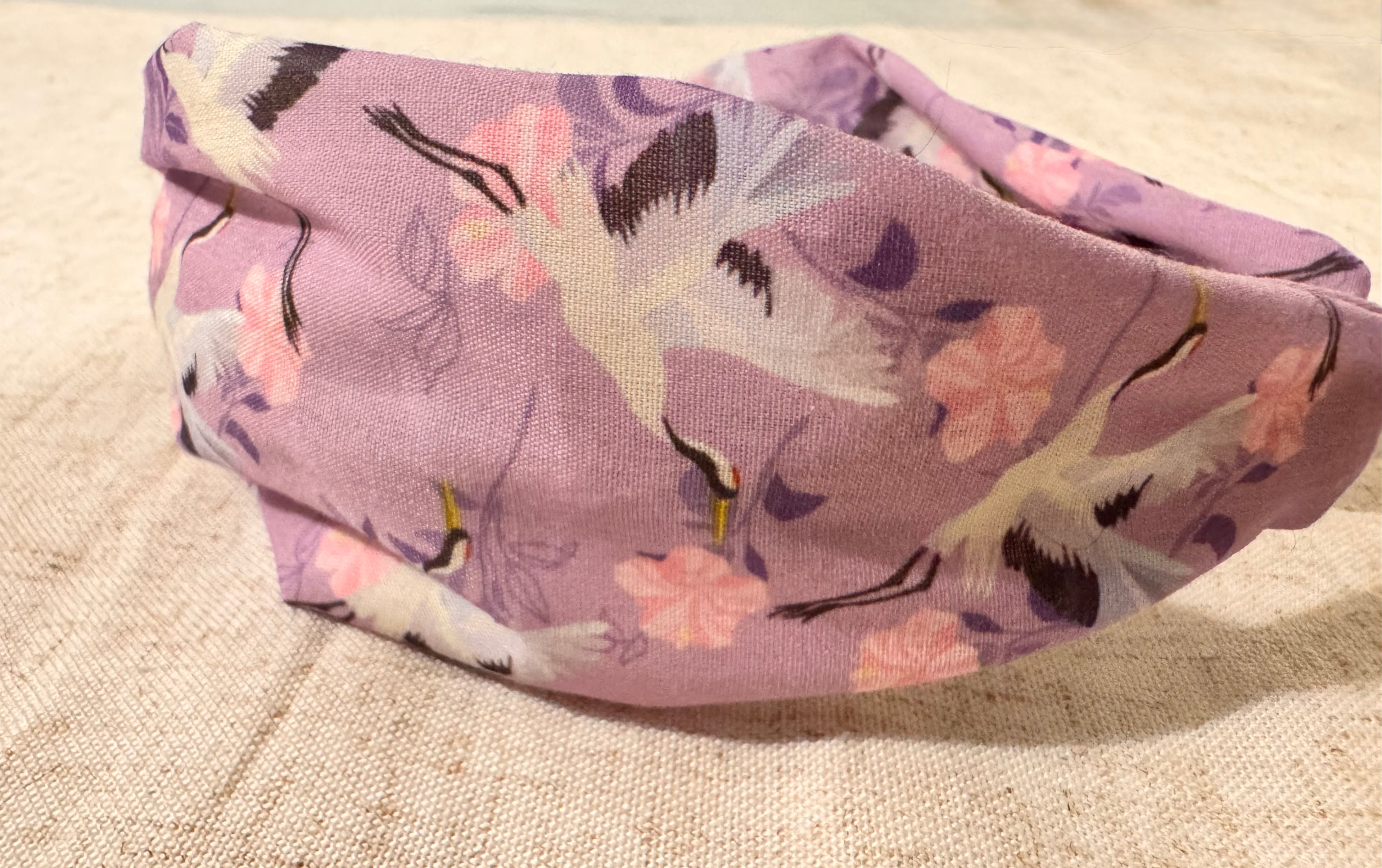 Japanese Crane Purple Twist Headband